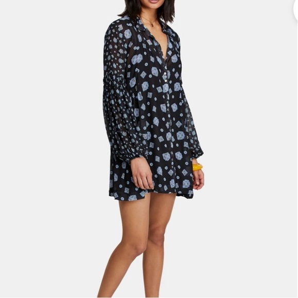 FREE PEOPLE Turn Turn Long Sleeve Minidress - Picture 1 of 6